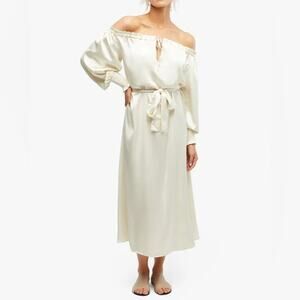 WeWoreWhat Move Me Off the Shoulder Silky Maxi IVORY small